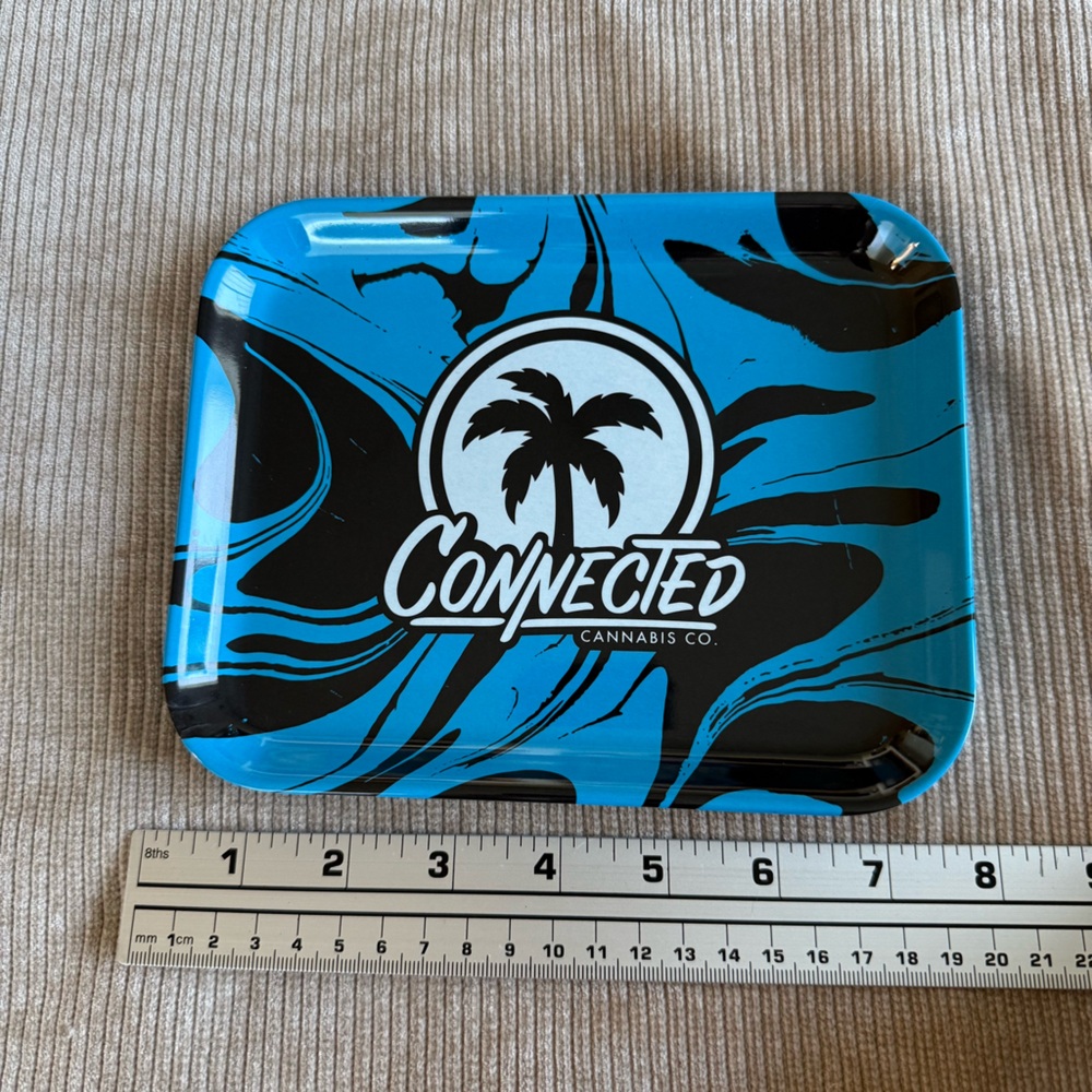 Rolling Tray Connected Cannabis Co. Blue and Black Acrylic Tray - Picture 3 of 8